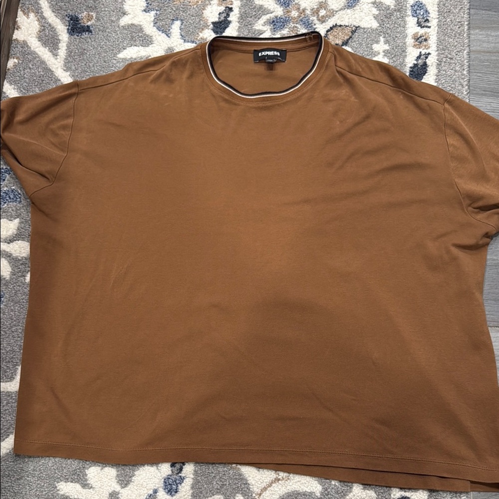 Express Brown Crew Neck Short Sleeve Tee